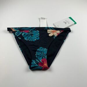 Roxy Girls‎ Navy Floral Nylon Stretch Beach Swimwear Bikini Bottom Size M NWT